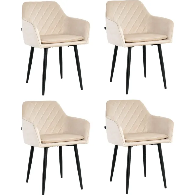 Lina Noble Eetkamerstoelen met Armleuning – Set van 4 – Beige