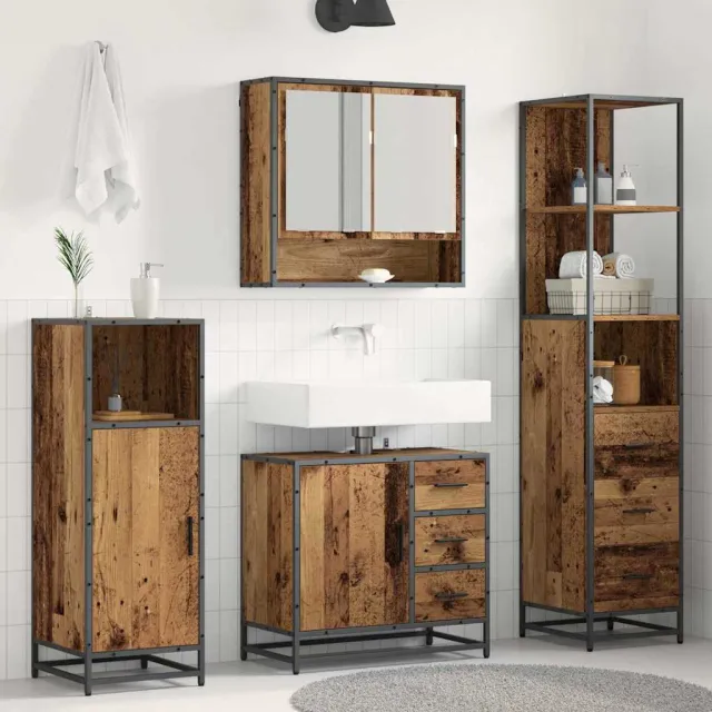 vidaXL Badkamermeubelset 3 st Oud Hout Bewerkt hout Bruin