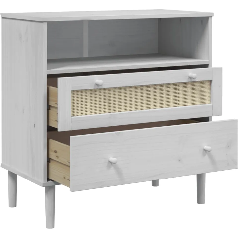vidaXL Dressoir SENJA rattan-look 80x40x80 cm massief grenenhout wit, foto 4