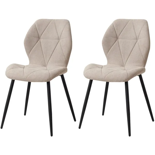DailyDamaar eetkamerstoelen - Keukenstoelen - Stoelen set - Gestoffeerde stoelen - 2-stuks - Linnen - Metaal - Beige