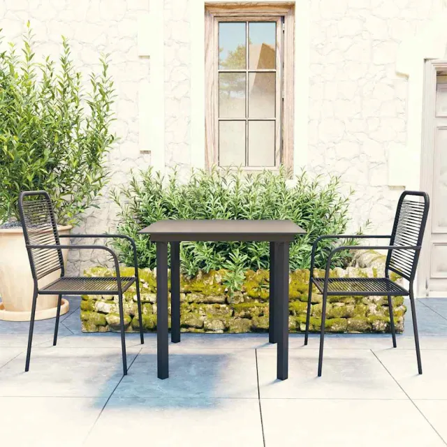 vidaXL 3-delige Tuinset glas en staal zwart, foto 2