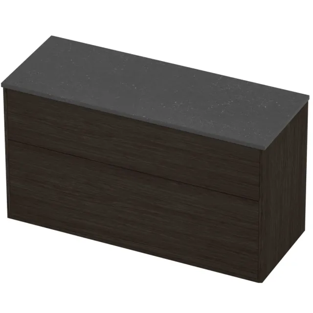 Proline Deck Badmeubelset Hardsteen Voor Grepen 2 Laden 120x46x67 cm Blue Stone Mokka Oak Eiken