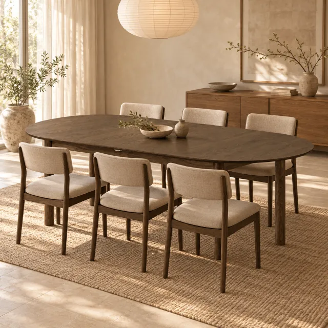Artichok Loet uitschuifbare houten eettafel gerookt eiken - 200 tot 300cm x 100cm, foto 2