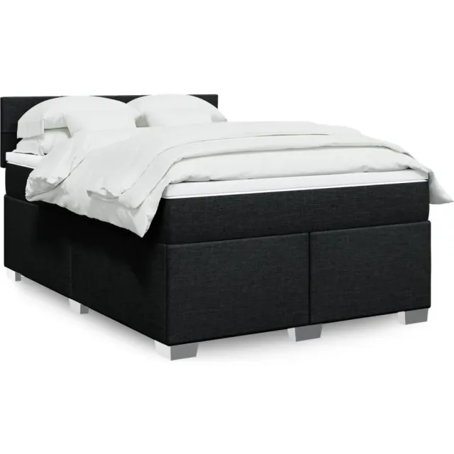 vidaXL Boxspring met matras stof zwart 140x190 cm