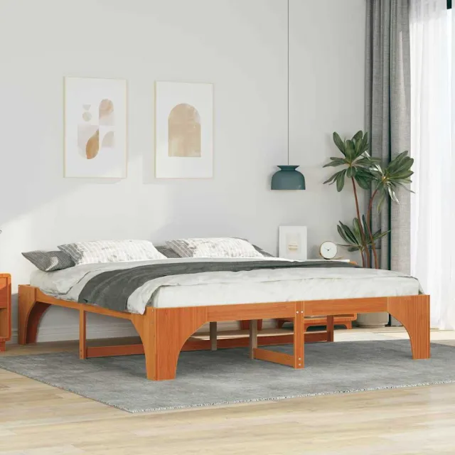vidaXL Bedframe Bruin 200 x 200 cm Massief grenenhout