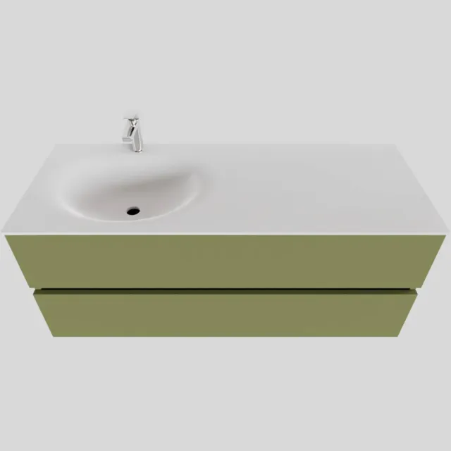 Boss & Wessing Badkamermeubel Solid Surface BWS Stockholm 120x46 cm Links Mat Groen (met 1 kraangat)
