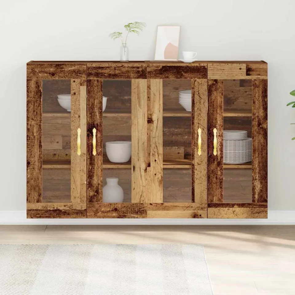vidaXL Wandkasten 2 st Oud Hout 69,5 x 34 x 90 cm Bewerkt hout bruin, foto 4