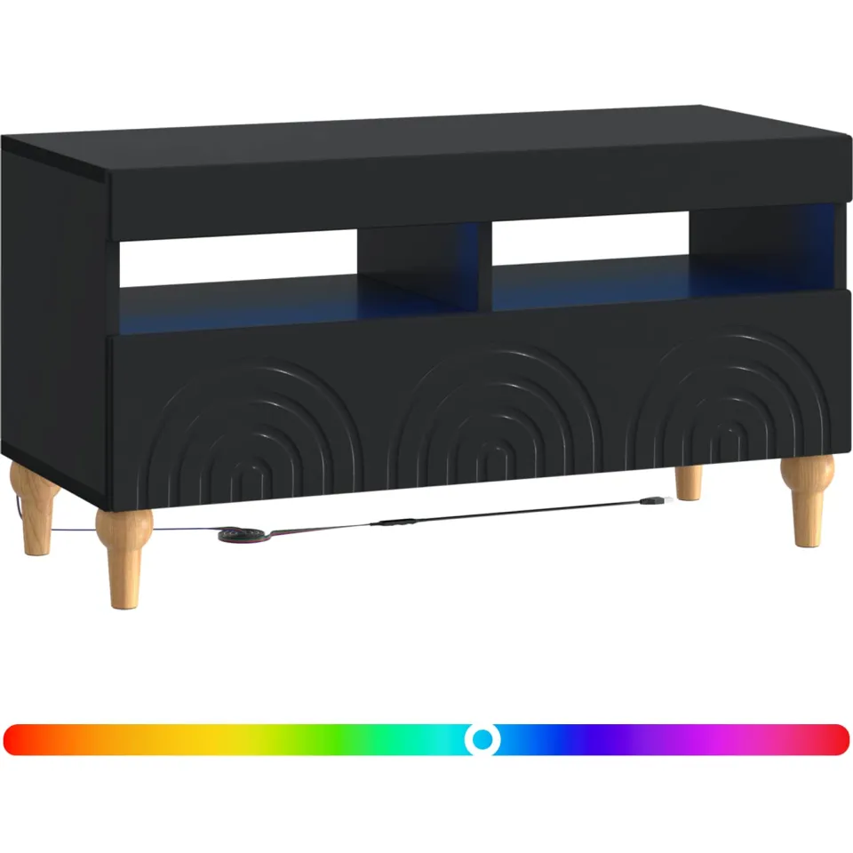 vidaXL LED tv-meubel ALKMAAR 81 x 35 x 43 cm Zwart Bewerkt hout, foto 3