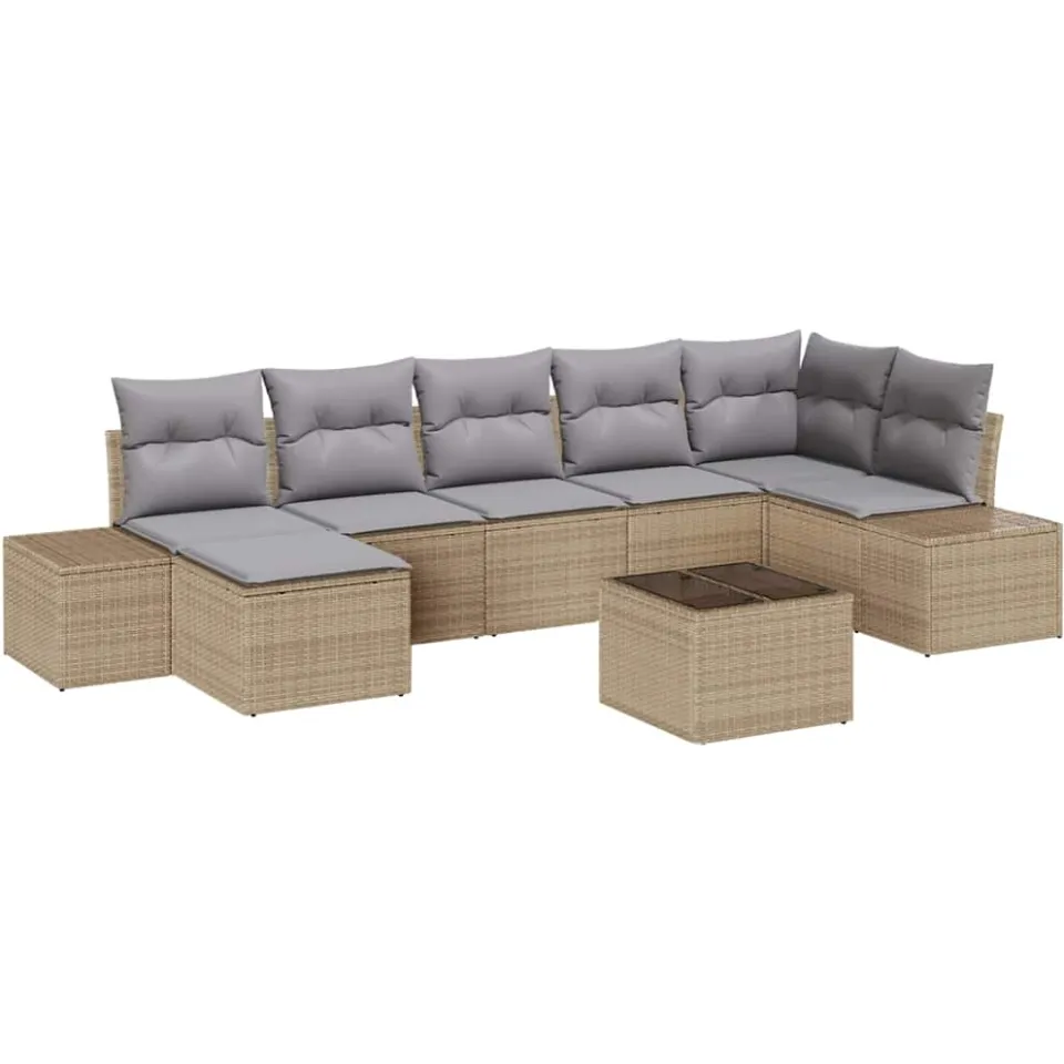 vidaXL Tuin Sofa Set 7 st Beige poly rattan