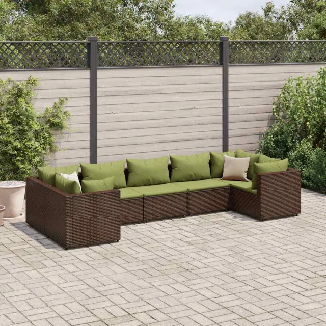 vidaXL 7-delige Loungeset met kussens poly rattan bruin