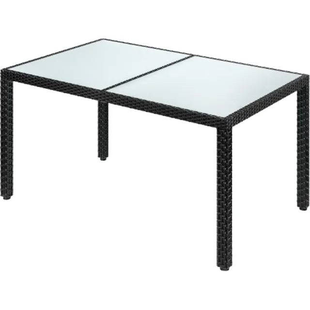 Casaria Tuintafel - Polyrattan 150x90x75cm glas - Zwart