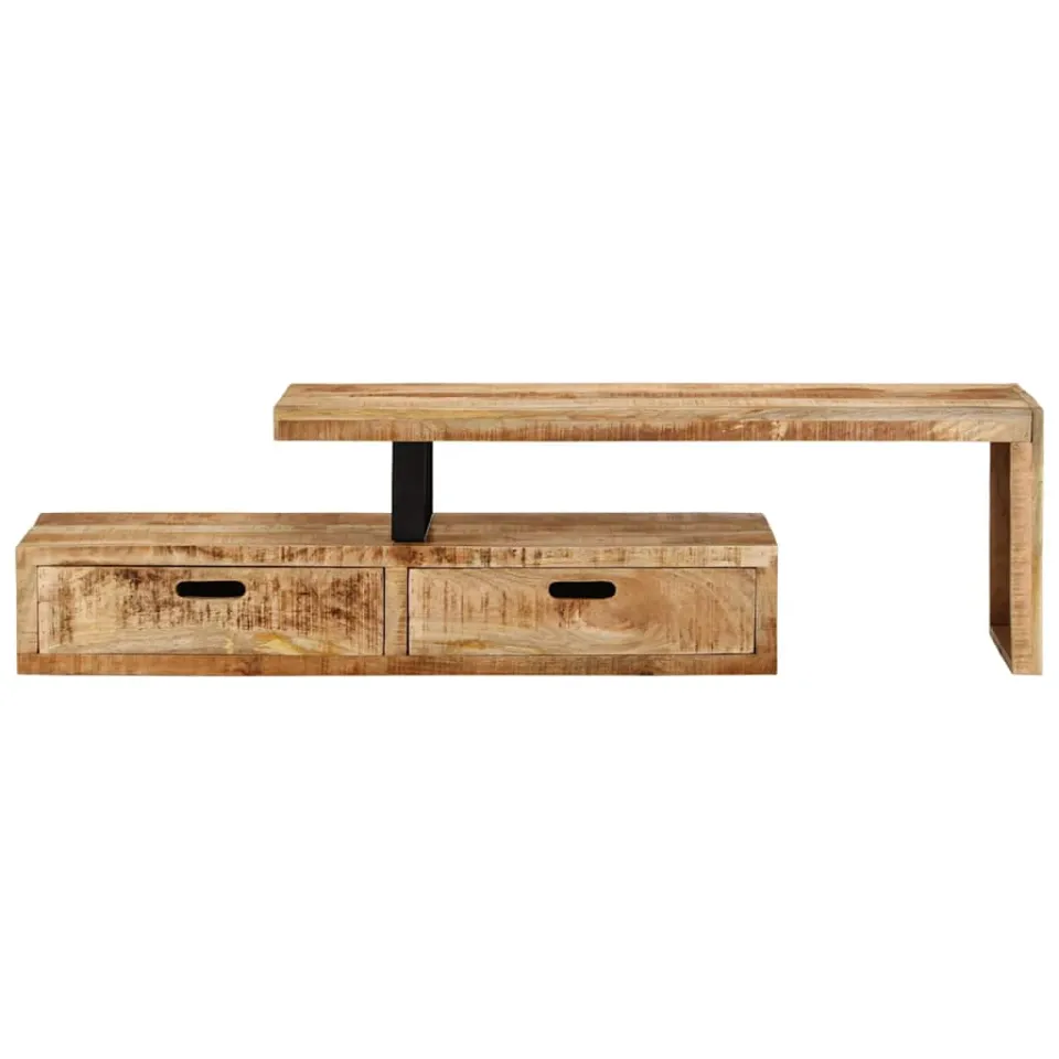 vidaXL Tv-meubel (118-200) x 30 x 40 cm massief hout mango bruin, foto 2