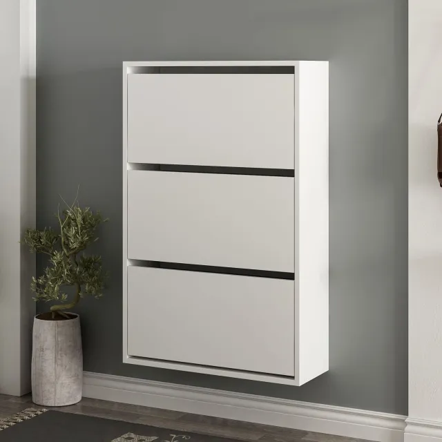 Skye Decor , Schoenenkast, Lupa 3 - White, Gemelamineerde spaanplaat, Wit, 70 x 25 x 109 cm