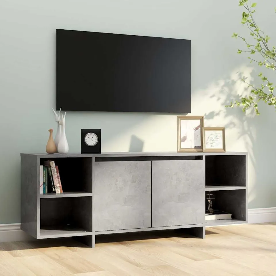 vidaXL Tv-meubel 130x35x50 cm bewerkt hout betongrijs grijs, foto 3