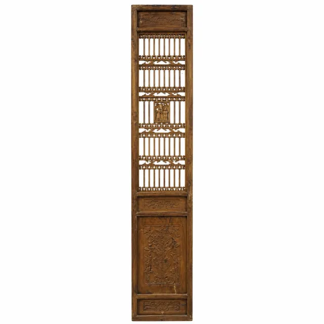 Fine Asianliving Antiek Chinees Kamerscherm Houten Paneel Handgesneden B54xD6xH290cm Chinese Meubels Oosterse Kast Bruin