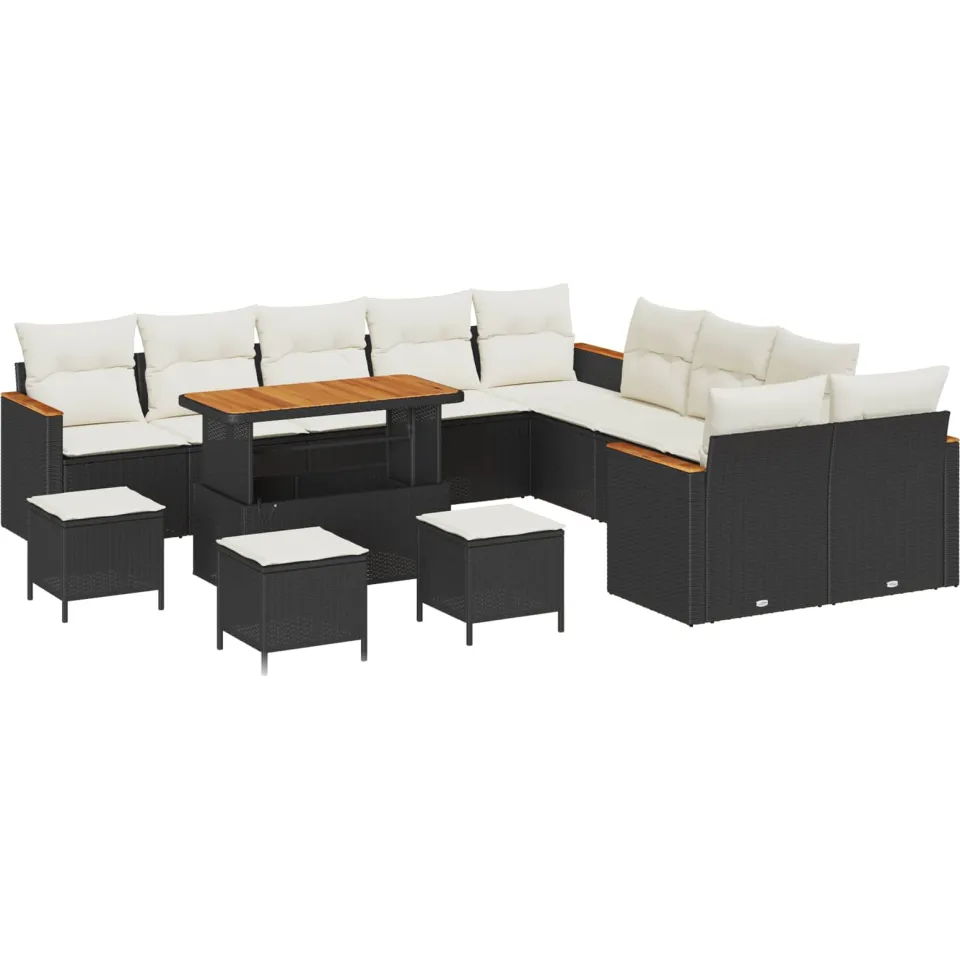vidaXL Tuinbankenset 14 st Zwart poly rattan