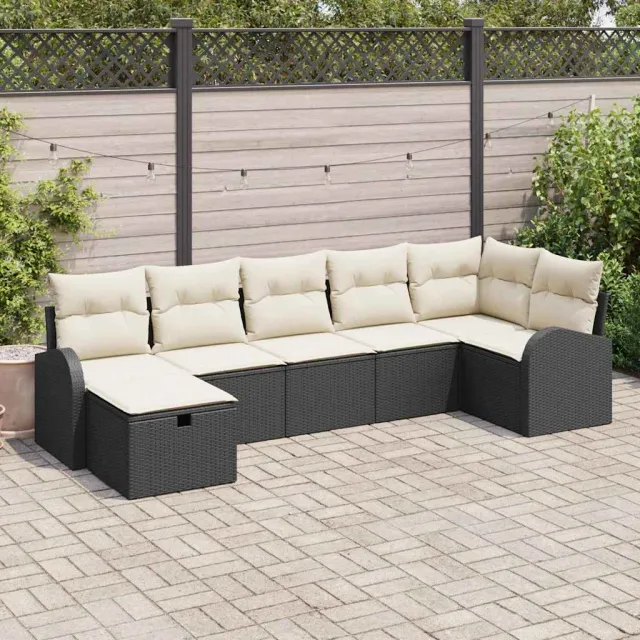 vidaXL Tuin Sofa Set 7 st Zwart poly rattan, foto 2