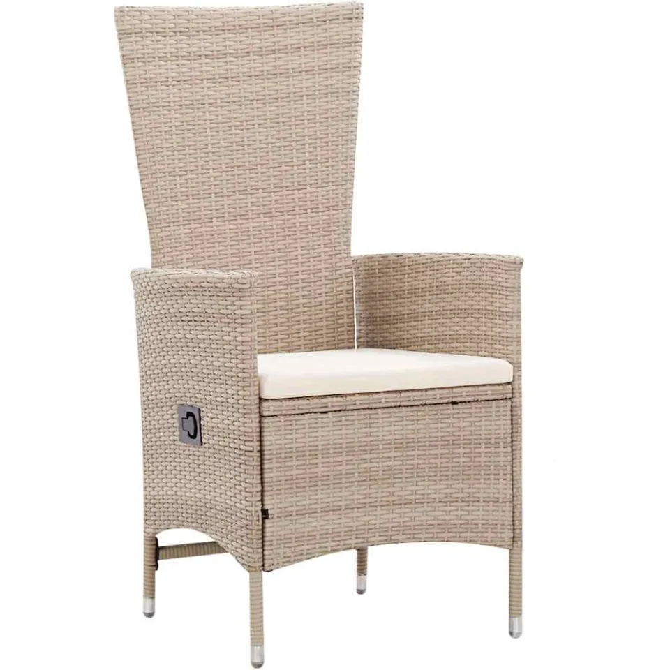 vidaXL 7-delige Tuinset met kussens poly rattan beige, foto 4