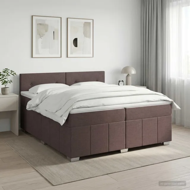 vidaXL Boxspringbed met matras Donkerbruin 200 x 200 cm Stof