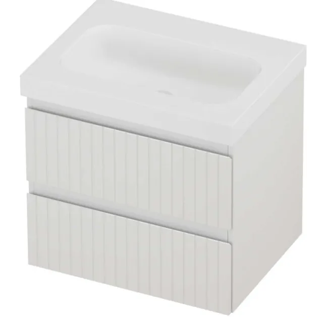 Proline Haga Badmeubelset Polystone Mezza Gefreesd 60x46x58 cm Mat White Glans Wit