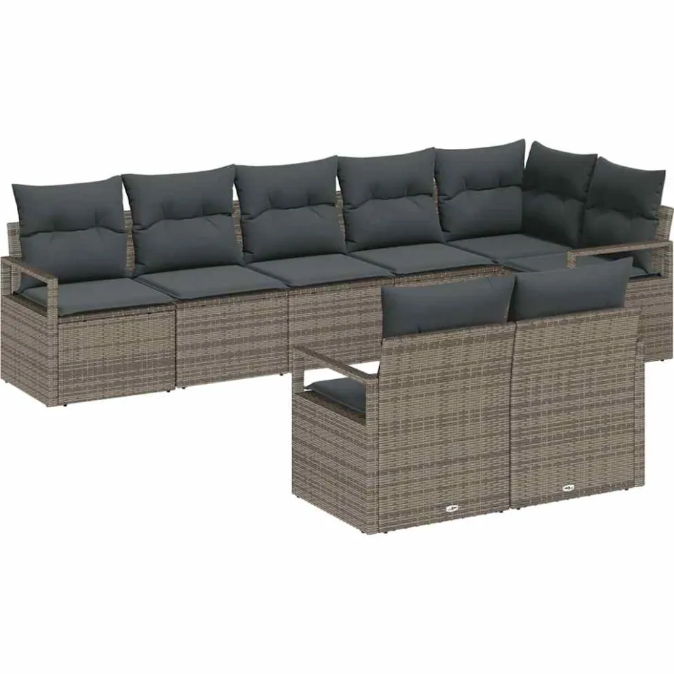 vidaXL Tuinbankenset 8 st Grijs poly rattan