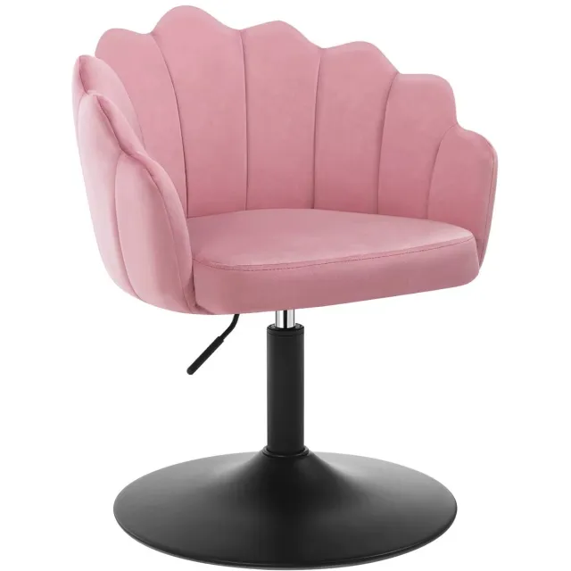 CreateEcom kaptafelstoel - Bureau stoel - Make up stoel - Kapper Stoel - 360 graden draaistoel - Verstelbaar - Fluweel - Velvet - Roze