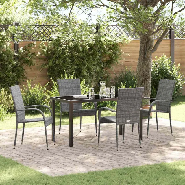 vidaXL Tuin eettafelset 5 st Grijs Gepoedercoat staal, foto 2