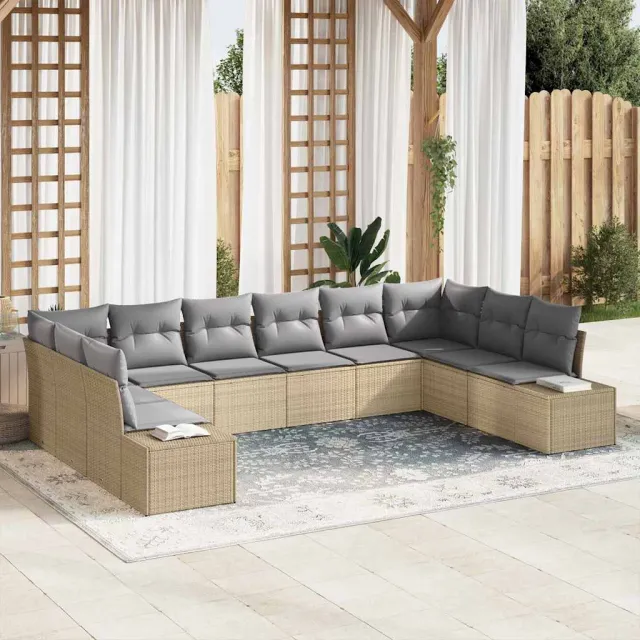 vidaXL Tuin Sofa Set 10 st Beige poly rattan