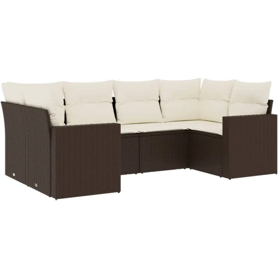 vidaXL 6-delige Loungeset met kussens poly rattan bruin, foto 3