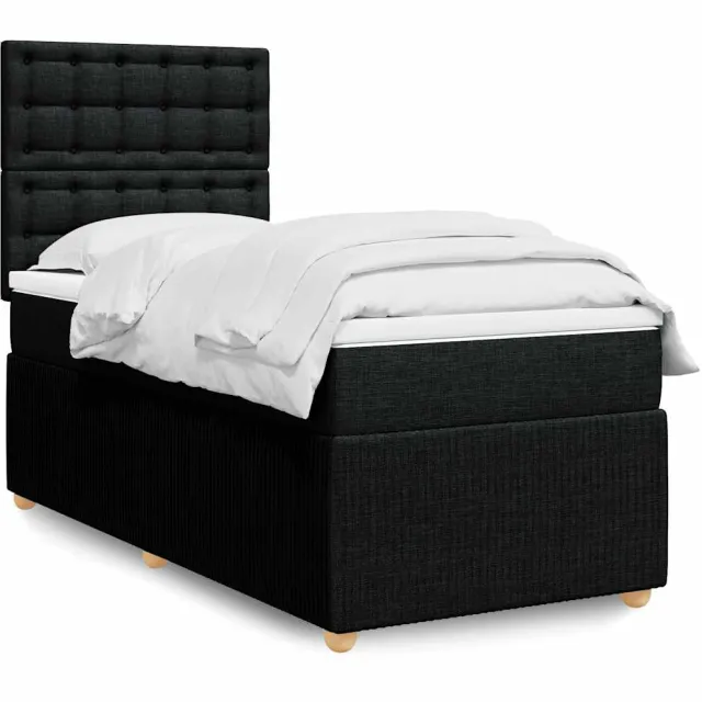 vidaXL Boxspring met matras stof zwart 90x190 cm