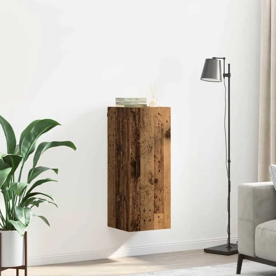vidaXL Wandkast Oud Hout 34,5 x 34 x 90 cm Bewerkt hout bruin, foto 3