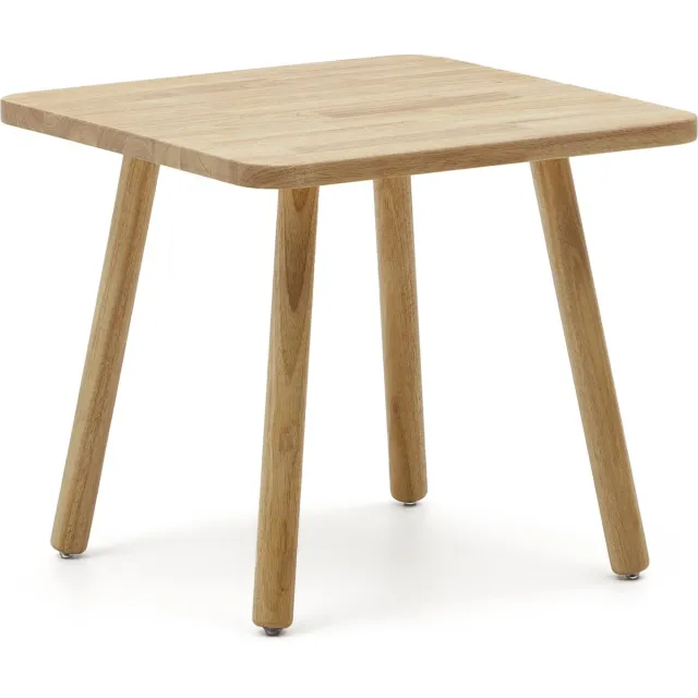 Kave Home Vierkante kindertafel Dilcia in massief rubberhout 55 x 55 cm Bruin