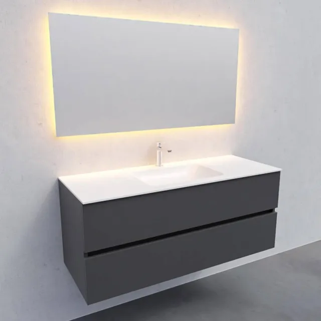 Boss & Wessing Badkamermeubel Solid Surface AQS Oslo 120x46 cm Midden Mat Antraciet Boss & Wessing