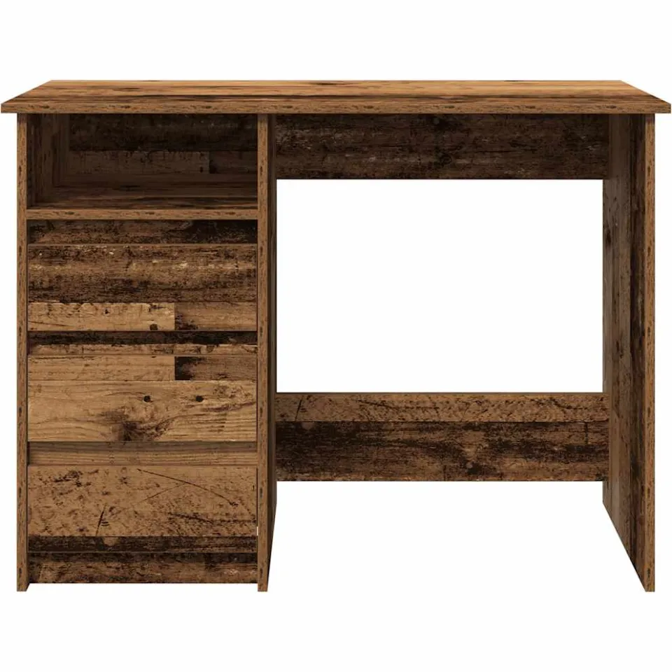 vidaXL Bureau 102x50x75 cm bewerkt hout oud houtkleurig bruin, foto 4