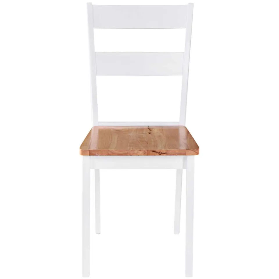 vidaXL Eetkamerstoelen 4 st massief rubberwood wit, foto 3