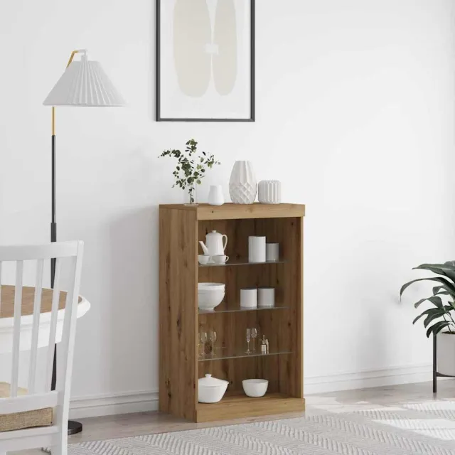 vidaXL LED Sideboard Artisan Eiken 60,5 x 37 x 100 cm Bewerkt hout Bruin