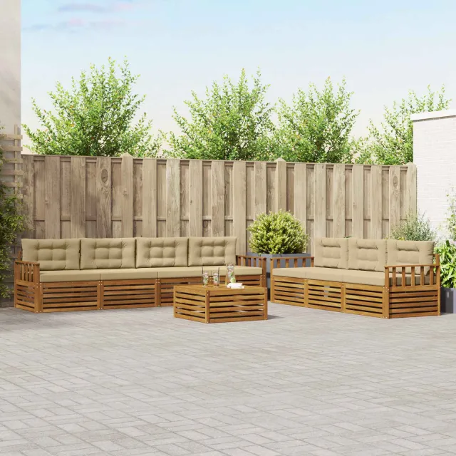 vidaXL Buiten bankenset 8 st 7-zits Natuurlijk en Beige