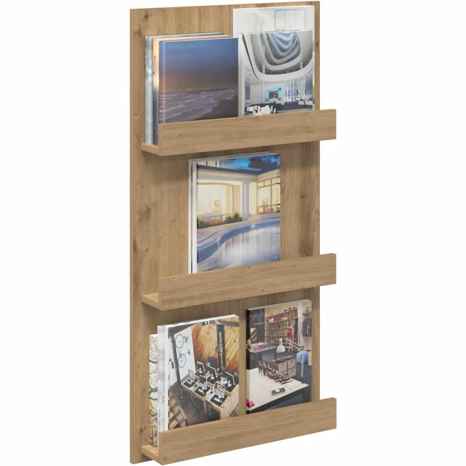 vidaXL Tijdschrift Rek Artisan Eiken 51 x 11 x 102 cm Bewerkt hout Bruin