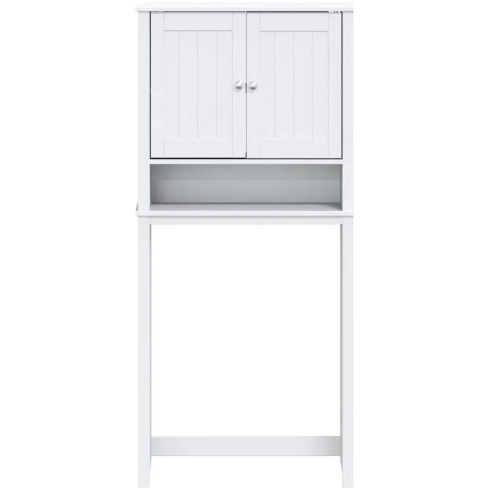 vidaXL Wasmachinekast BERG 76x27x164,5 cm massief hout wit