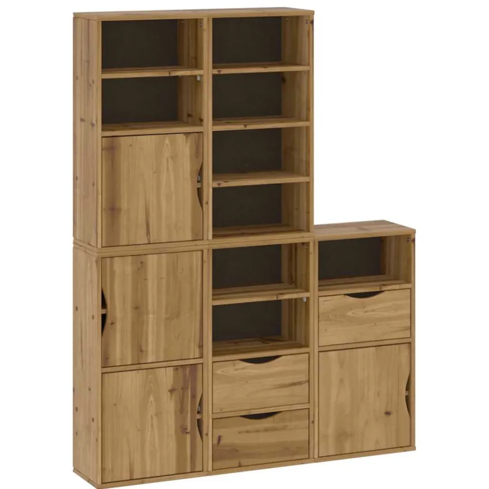 vidaXL Bijzetkasten 5 st "ODDA" 40x24x79 cm massief grenenhout bruin, foto 3