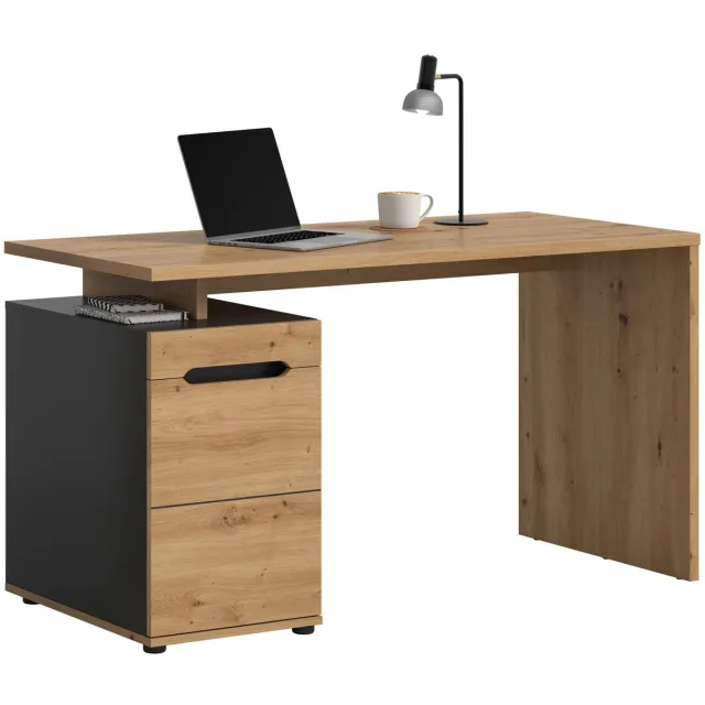 Furnilux Basaltgrijze bureau 140 cm - Modern design met royale werkruimte - FSC-gecertificeerd grijs