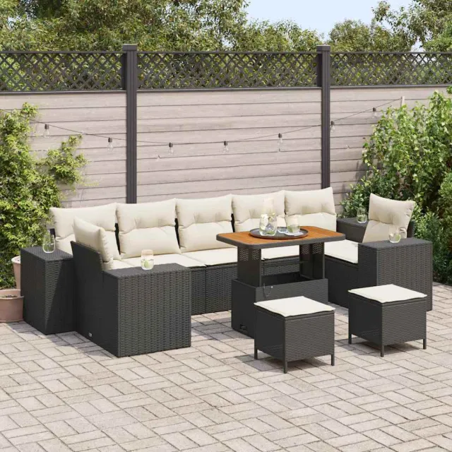 vidaXL Tuin Sofa Set 10 st Zwart poly rattan, foto 2
