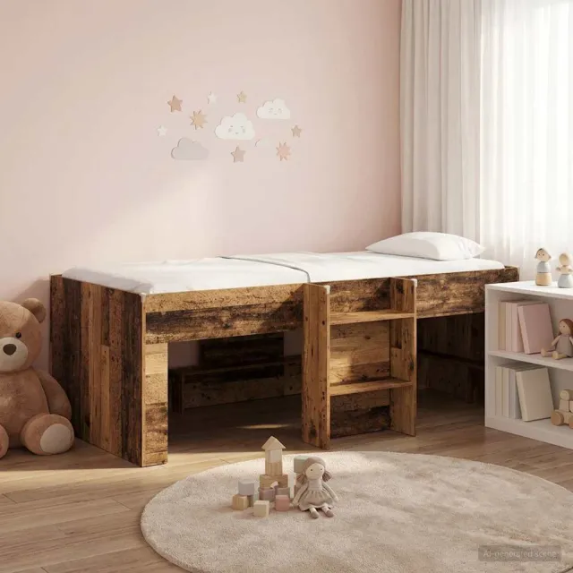 vidaXL Kinder Hoogslaper Oud hout 75 x 190 cm Bewerkt hout Bruin