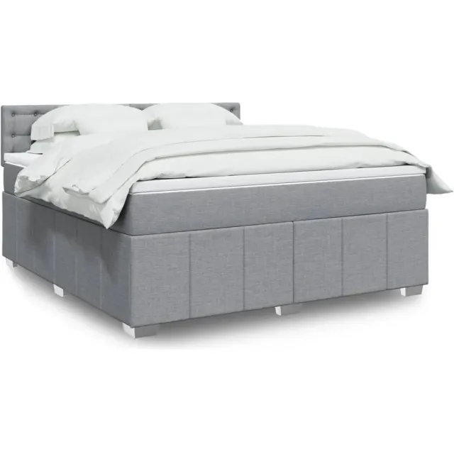 vidaXL Boxspring met matras stof lichtgrijs 180x200 cm grijs