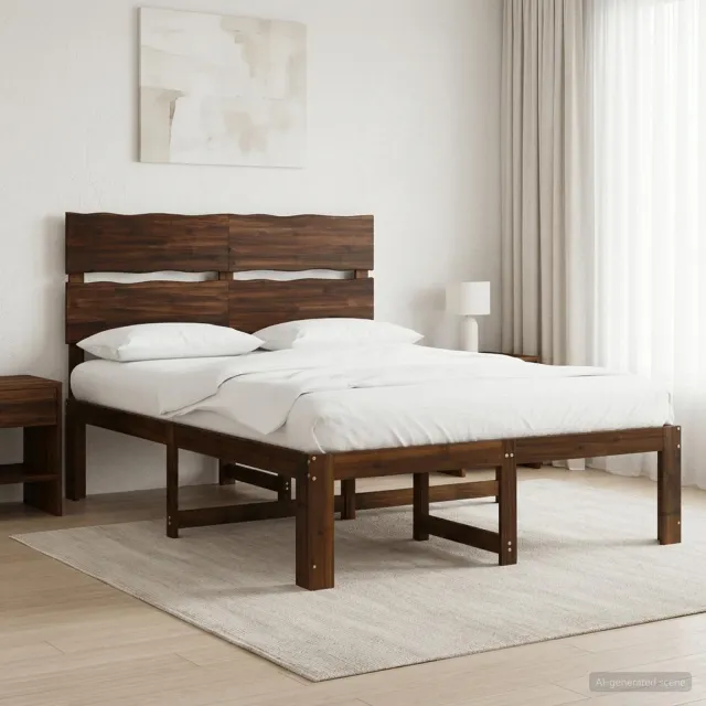 vidaXL Tweepersoonsbed met hoofdeinde ROSTOCK Donkerbruin 140 x 190 cm