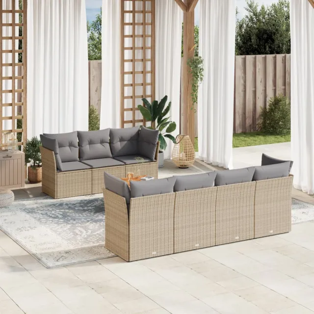 vidaXL Patio Sofa Set 7-zits Beige mix en grijs, foto 2