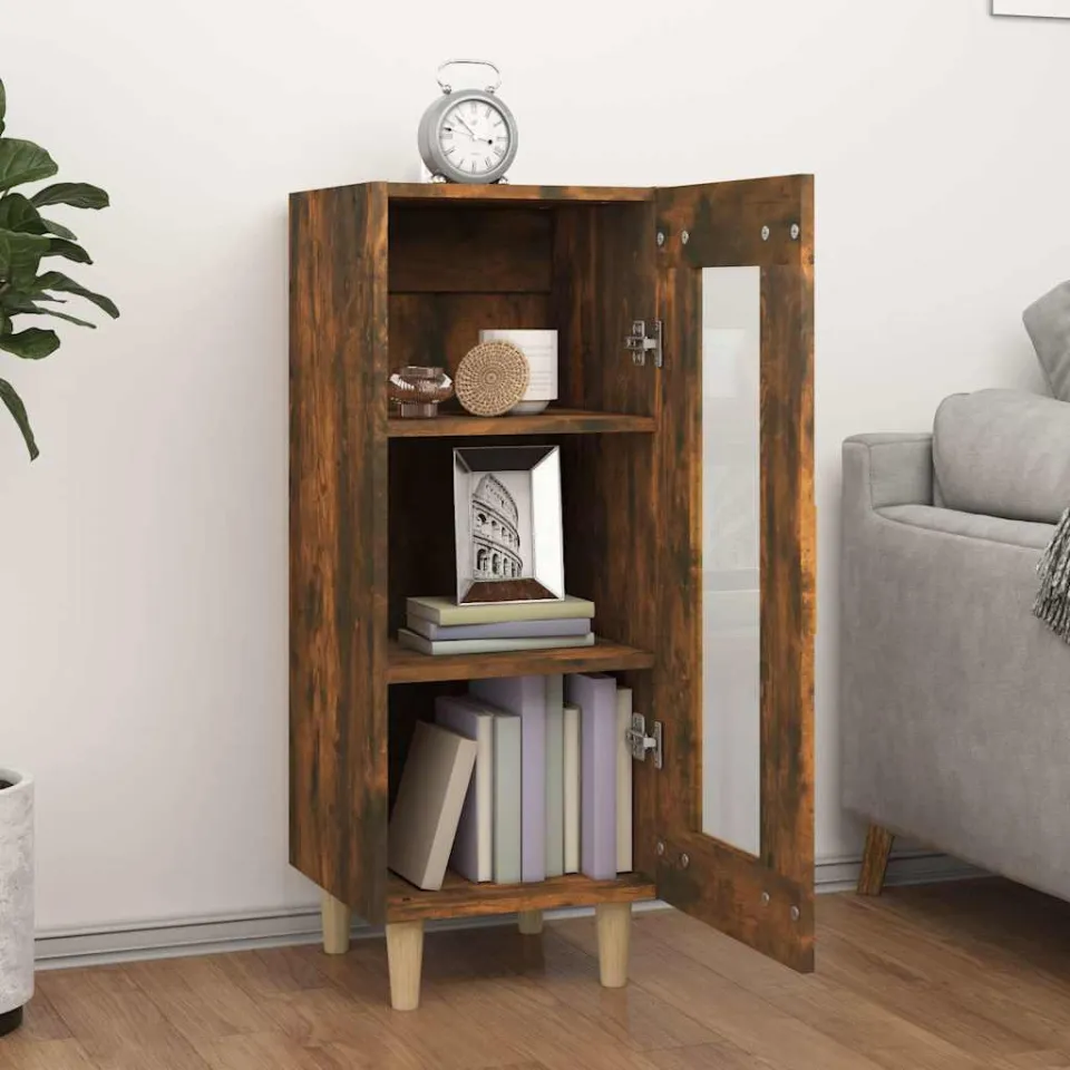 vidaXL Dressoir 34,5x34x90 cm bewerkt hout gerookt eiken, foto 3