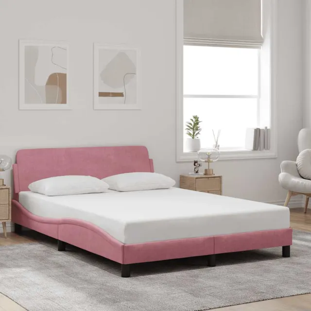 vidaXL Bedframe met hoofdeinde "Dover" 140x200 cm fluweel roze