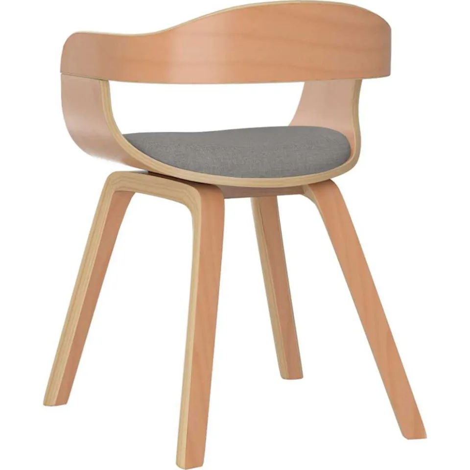 vidaXL Eetkamerstoel gebogen hout en stof taupe, foto 4
