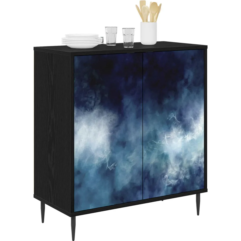 vidaXL Dressoir RAALTE Zwart eiken 69 x 33 x 76 cm Bewerkt hout